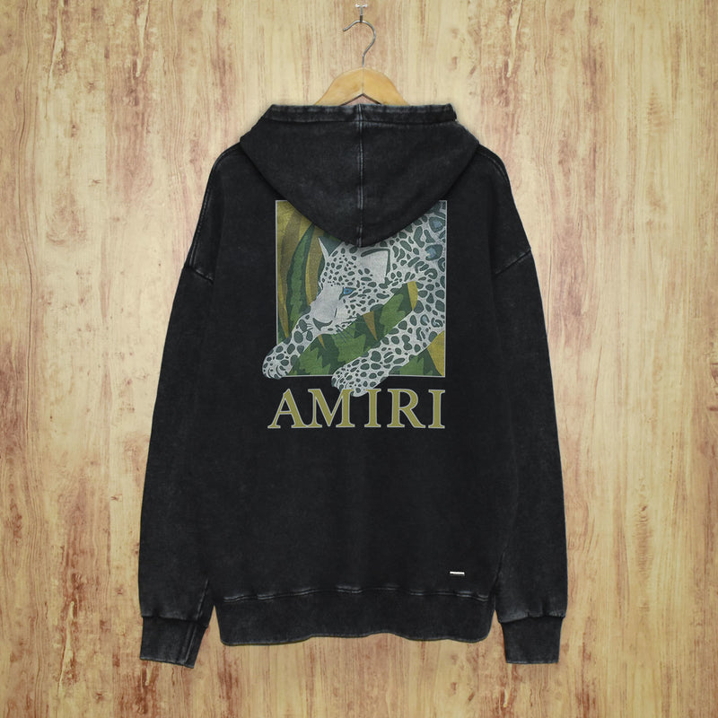 Amiri washed hoodie black panther washed distressed printing