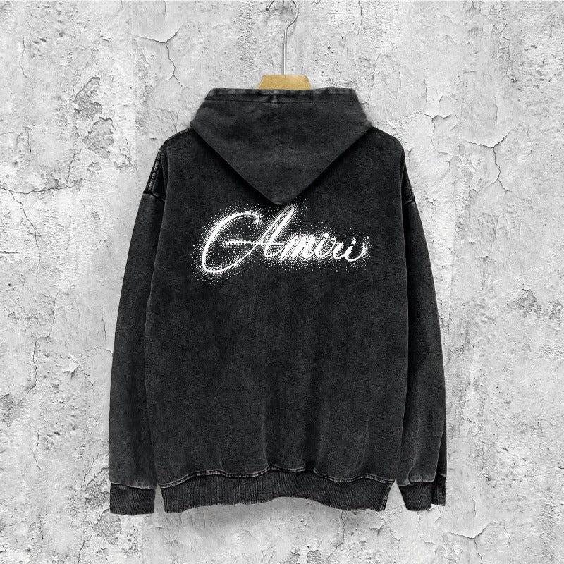 Amiri washed hoodie with starry sky distressed print