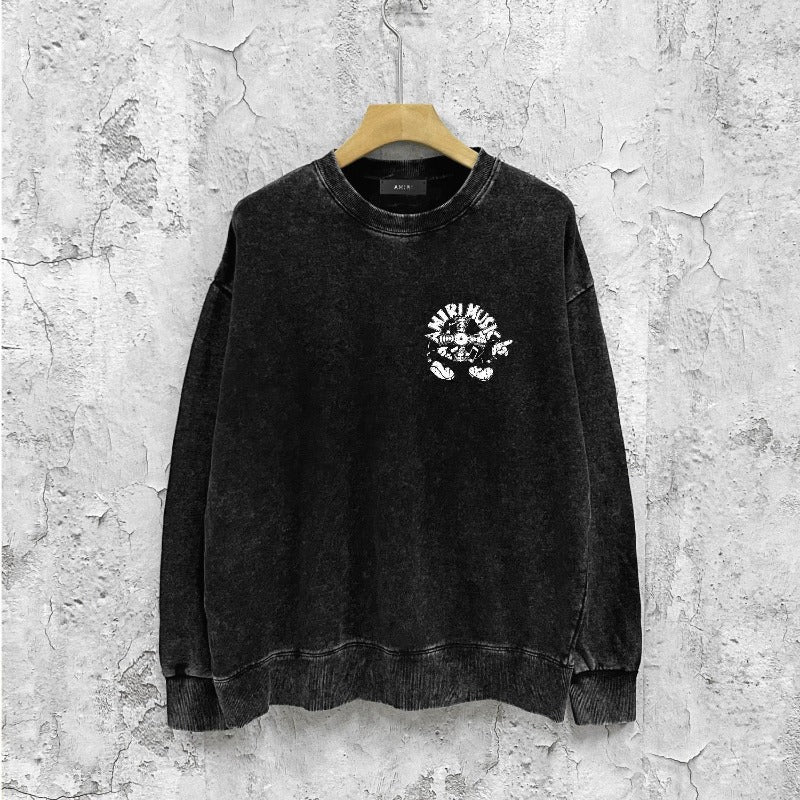 Amiri washed sweatshirt musical note fan printing washed and distressed