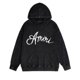 Amiri washed hoodie with snake letter distressed printing