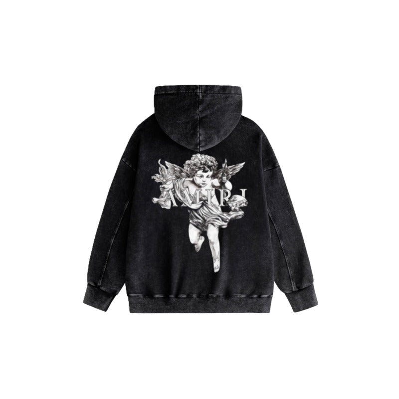 Amiri washed hoodie with angel sketch