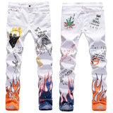 Mens Fashion Jeans Skull Flame 5646#