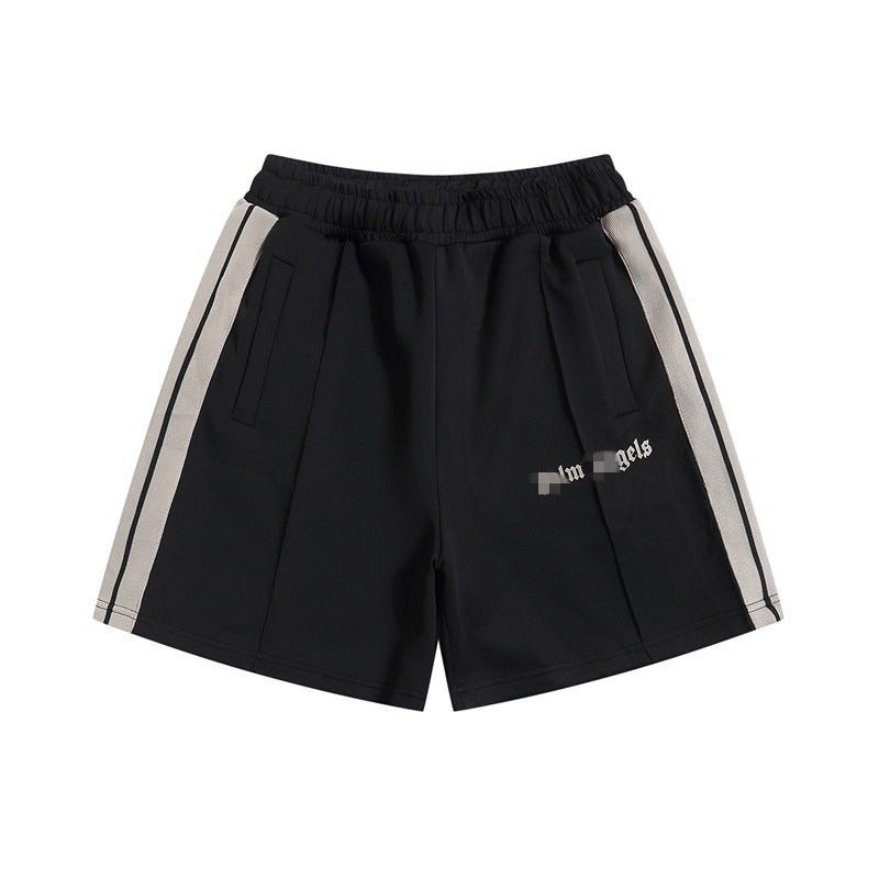Palm Angels Shorts Flocking Alphabet Stripe Color Match Casual Shorts