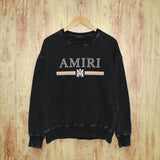 Amiri washed sweatshirt colorful letter horizontal stripsprinting washed and distressed
