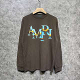 Amiri long sleeve shirts gradient overlapping letterprinting