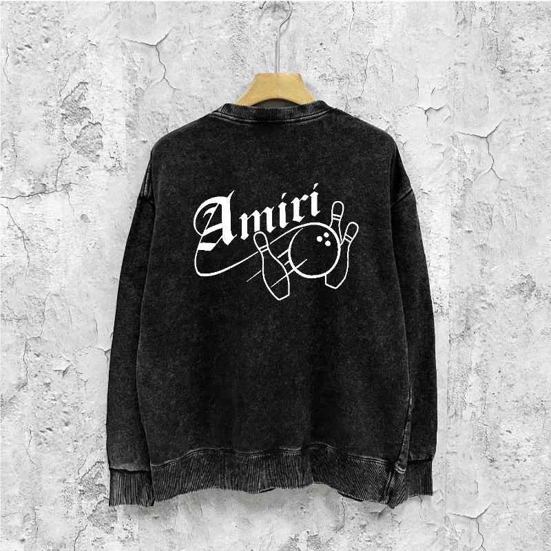 Amiri washed sweatshirt bowling printing washed and distressed