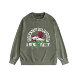 Amiri washed sweatshirt rose printing washed and distressed