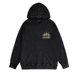 Amiri washed hoodie bone crack star distressed printing