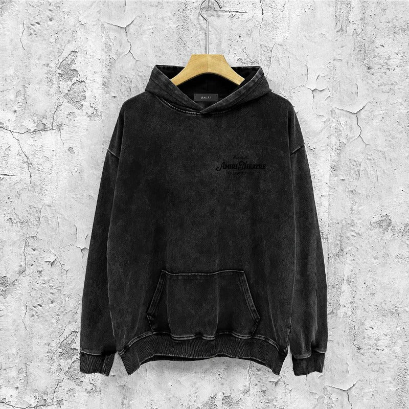 Amiri washed hoodie with strange letter washed and distressed printing