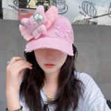 Y2k hot girl hat heavy industry angel wings baseball cap women's big brim sunshade peaked cap