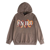 Amiri washed hoodie gold snake distressed print