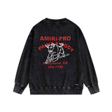 Amiri washed sweatshirt bull printing washed and distressed