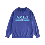 Amiri washed sweatshirt colorful letter horizontal stripsprinting washed and distressed