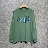 Amiri long sleeve shirts cashew flower overlapping letterprinting