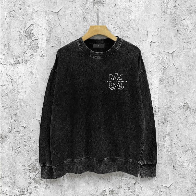 Amiri washed sweatshirt damaged oil painting printing washed and distressed