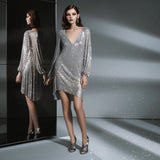 Women Party Dress Casual Solid Color Loose Sequins Shirt Dress (Ss0416)