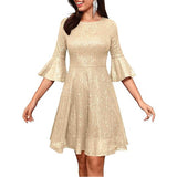 Women Party Dress Sequined Vintage Dignified Dress (Ss0416)