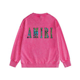 Amiri washed sweatshirt waist flower camouflage letterprinting washed and distressed