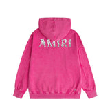 Amiri washed hoodie vine text washed distressed printing