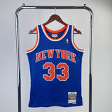 NBA Jerseys MN Fan Edition hot-pressed retro jersey, Knicks 199192 season, blue No. 33, Ewing
