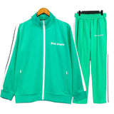 Palm Angels sweatshirt & sweatpants Two-piece set Black and white stripes Striped zip-up cardigan