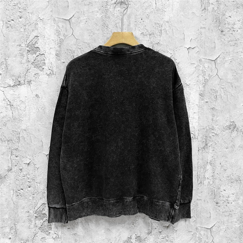 Amiri washed sweatshirt black and white printing washed and distressed