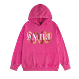 Amiri washed hoodie gold snake distressed print
