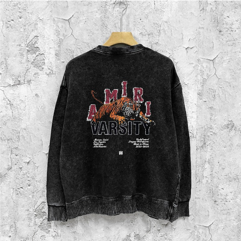 Amiri washed sweatshirt alphabet tiger print washed old