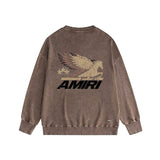 Amiri washed sweatshirt mottled pegasus printing washed and distressed