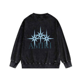 Amiri washed sweatshirt bone crack star printing washed and distressed