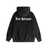 Amiri washed hoodie sanskrit printing distressed printing
