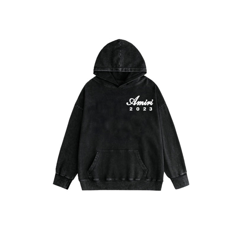 Amiri washed hoodie giant rabbit letterprinting