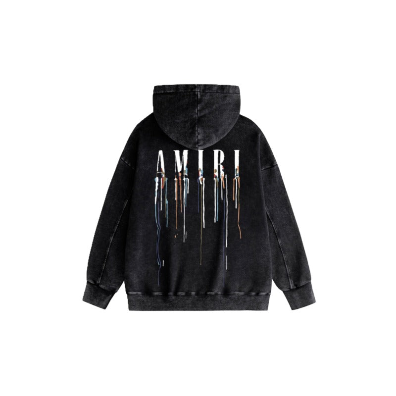 Amiri washed hoodie colorful ink splash paint mother printing