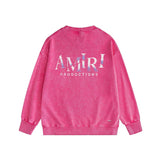Amiri washed sweatshirt double-sided rose printing washed and distressed