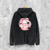 Amiri washed hoodie pink beach washed distressed printing