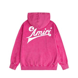 Amiri washed hoodie with slanted text distressed printing