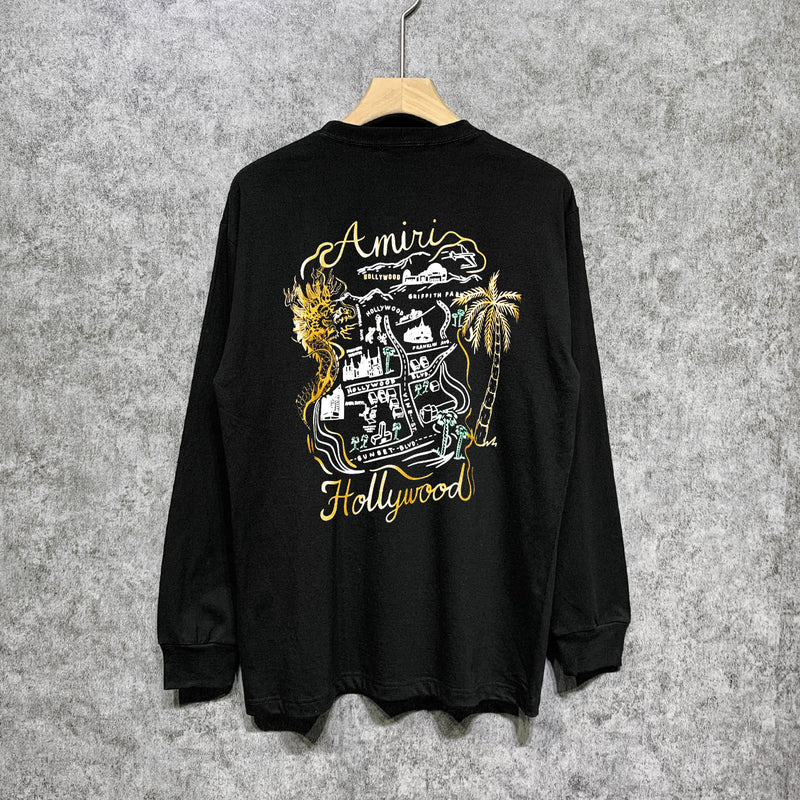 Amiri long sleeve shirts hollywood golden dragon printing
