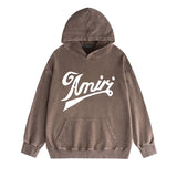Amiri washed hoodie elegant letter washed distressed printing