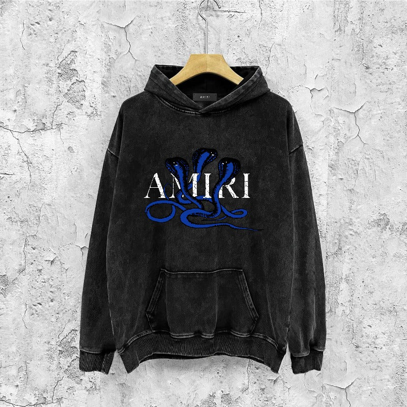 Amiri washed hoodie new font cobra washed distressed printing