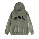 Amiri washed hoodie letter cross washed distressed printing
