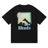 Rhude T Shirt Sunset Coconut Racing Printed Short Sleeve T-Shirt