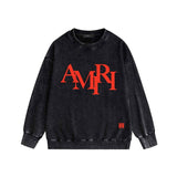 Amiri washed sweatshirt with overlapping letters and foam printing washed and distressed