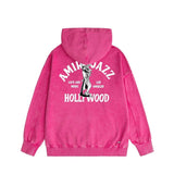 Amiri washed hoodie wolf music hand-made distressed printing