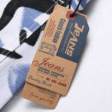 Mens Fashion Jeans Blue paintbrush graffiti 8837#