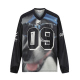 Men's long sleeve shirt - gt retro west coast sports jersey style - hip hop dog design