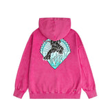 Amiri washed hoodie black panther distressed printing