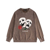 Amiri washed sweatshirt double-sided rose printing washed and distressed