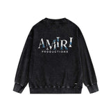 Amiri washed sweatshirt double-sided rose printing washed and distressed
