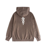 Amiri washed hoodie vertical small overlapping letter washed distressed printing