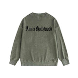 Amiri washed sweatshirt sanskrit printing washed and distressed